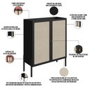 Ver imagem 4 de Armário Bar para Sala 2 Portas 93cm Pés Madeira Moss A03 Nero Preto - Lyam Decor