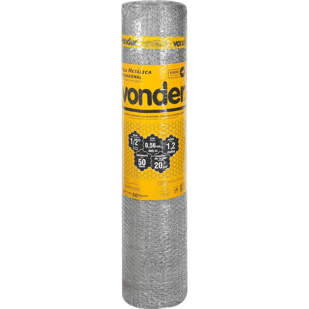 Tela Metálica Viveiro Hexagonal Malha 1/2" 24 Bwg x 1,2M com 50 Metros Vonder - 1