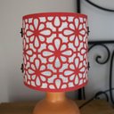 Ver imagem 4 de Abajur Mesa Base Cerâmica Rústica e Cúpula Arabescos Vermelho Queimado