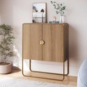 Ver imagem 1 de Buffet Sala Orgânico 2 Portas 90cm X 111cm com Pés em Metal Cor:hanover com Dourado