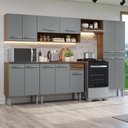 Ver imagem 1 de Armário de Cozinha Completa 293cm Rustic/cinza Emilly Madesa 10 Rustic/cinza