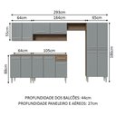 Ver imagem 4 de Armário de Cozinha Completa 293cm Rustic/cinza Emilly Madesa 10 Rustic/cinza
