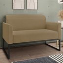 Ver imagem 2 de Poltrona Namoradeira 2 Lugares Base Industrial Preta Maressa S12 Suede Marrom Rato - Ibiza