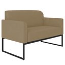 Ver imagem 1 de Poltrona Namoradeira 2 Lugares Base Industrial Preta Maressa S12 Suede Marrom Rato - Ibiza