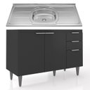 Ver imagem 1 de Balcão de Cozinha com Pia Inox 120cm Pérola Z34 Preto - Mpozenato