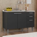 Ver imagem 2 de Balcão de Cozinha com Pia Inox 120cm Pérola Z34 Preto - Mpozenato