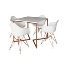 Ver imagem 2 de Mesa Jantar Industrial Branca 90cm Quadrada Base Cobre V com 4 Poltronas Eames Eiffel Brancas Pés Co