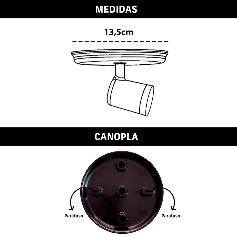 Kit 5 Luminárias Spot de Sobrepor 1 Lâmpada Direcionável E27 Articulado Cor:branco - 5