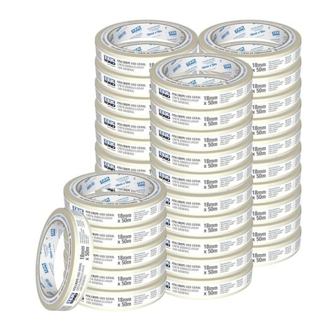 Fita Crepe Uso Geral Rolo 18mmx50m - Tekbond - Cx 36 Un