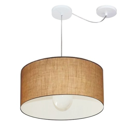 Lustre Pendente Cilíndrico Com Desvio de Centro Vivare Md-4228 Cúpula em Tecido 45x25cm - Bivolt - P
