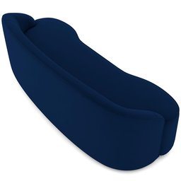 Sofá 3 Lugares Curvo Sala de Estar Living Lótus D02 Veludo Azul Marinho 180 cm C-304 - Lyam Decor - 6