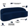 Sofá 3 Lugares Curvo Sala de Estar Living Lótus D02 Veludo Azul Marinho 180 cm C-304 - Lyam Decor - 4