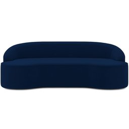 Sofá 3 Lugares Curvo Sala de Estar Living Lótus D02 Veludo Azul Marinho 180 cm C-304 - Lyam Decor - 3