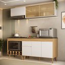 Ver imagem 1 de Armário de Cozinha Modulada Completa com Balcão 190cm Veneza Multimóveis MP2422 Madeirado/Branco