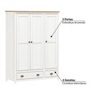 Ver imagem 3 de Guarda Roupa com 3 Portas e 2 Gavetas - Branco/Carvalho