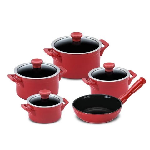 Jogo de Panelas em Cerâmica Indução Clear com 5 Peças Ceraflame Pomodoro