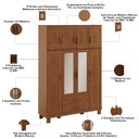 Ver imagem 3 de Guarda Roupa Solteiro Lorie F06 8 Portas de Bater 2 Gavetas Madeira Maciça com Espelho Castanho