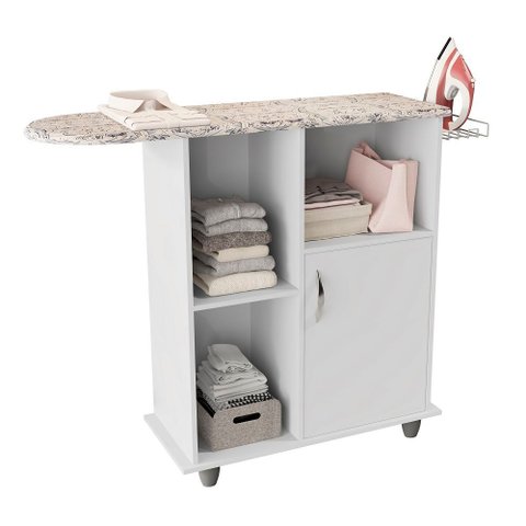Tábua de Passar com Armário Organizador Miami Qualitare:branco