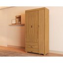Ver imagem 1 de Guarda Roupa Bela Nature Resistente de Mdf com 3 Portas e 2 Gavetas Estilo Moderno Ripado