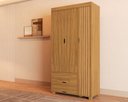 Ver imagem 1 de Guarda Roupa Bela Nature Resistente de Mdf com 3 Portas e 2 Gavetas Estilo Moderno Ripado