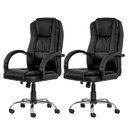 Ver imagem 1 de Kit 2 Cadeiras Presidente Giratória Para Escritório em Couro PU Preta W-65