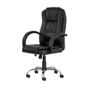 Ver imagem 3 de Kit 2 Cadeiras Presidente Giratória Para Escritório em Couro PU Preta W-65