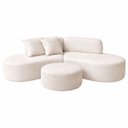 Ver imagem 3 de Sofa Virgínia Curvo em Bouclé Kit com Puff | Conforto e Design Moderno