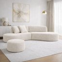 Ver imagem 7 de Sofa Virgínia Curvo em Bouclé Kit com Puff | Conforto e Design Moderno