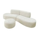Ver mais imagens de Sofa Virgínia Curvo em Bouclé Kit com Puff | Conforto e Design Moderno
