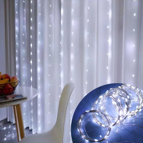 Pisca de Led Cortina Fio de Fada Usb 200l 3x2m 8 Modos:branco