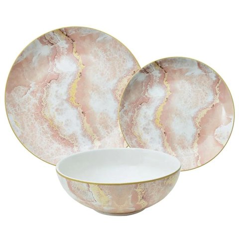 Aparelho de Jantar L'hermitage Nero Rose 18 Pçs Rosa - 28372