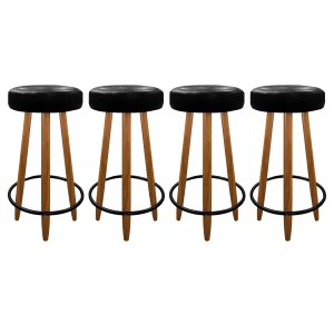 Kit 4 Banquetas Alta Couro para Balcão Cozinha Bar Preto