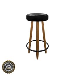 Kit 4 Banquetas Alta Couro para Balcão Cozinha Bar Preto - 6