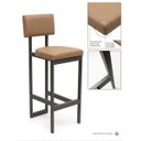 Ver imagem 3 de Kit 3 Banquetas Hator Altas Cozinha Goumet Bistrô Bares Pubs Aço Carbono Corino Caramelo
