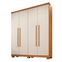 Ver imagem 2 de Guarda-roupa Solteiro Lille 4 Portas 3 Gavetas Cinamomo/off White - Pnr Móveis