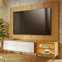 Ver imagem 1 de Painel TV 65 pol LED e Rack Sala Pé Madeira Dante Naturale/Off C05 - Mpozenato