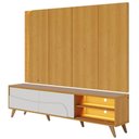 Ver imagem 4 de Painel TV 65 pol LED e Rack Sala Pé Madeira Dante Naturale/Off C05 - Mpozenato