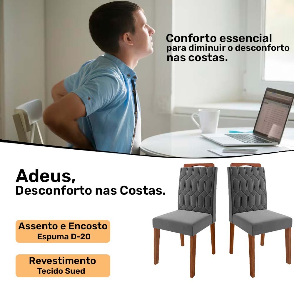 Conjunto de Mesa para Sala de Jantar Ana com 8 Cadeiras Alice-Cimol -  Savana / Offwhite / Joli no Shoptime