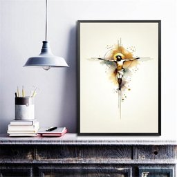 Quadro Jesus Crucificado Minimalista 33x24cm - com Vidro:moldura Preta - 1 Quadro Jesus Crucificado Minimalista 33x24cm - com Vidro:moldura Preta - 1