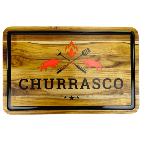 Tábua Corte Carne Churrasco Madeira 48x31cm Rústica Cozinha