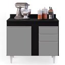 Ver imagem 3 de Balcão de Cozinha Lavanderia com Tampo 02 Gavetas Bia 100 cm - D’Rossi Preto e Cinza
