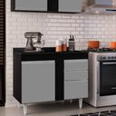 Ver imagem 2 de Balcão de Cozinha Lavanderia com Tampo 02 Gavetas Bia 100 cm - D’Rossi Preto e Cinza