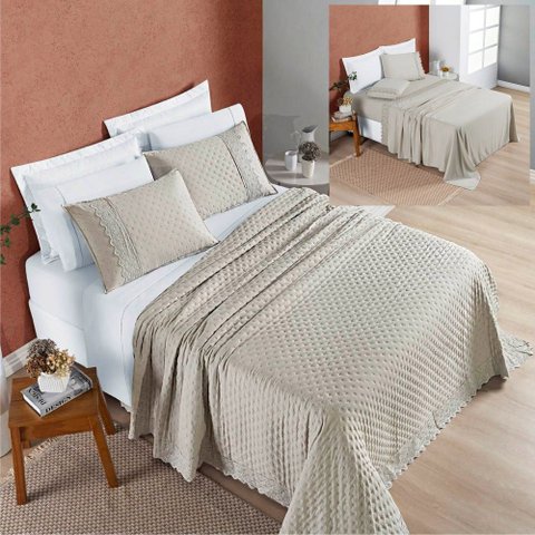 Coordenado Cobre Leito e Lençol Divino Padrão 7 Pç - Amendoa Casa Show Enxovais