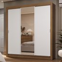 Ver imagem 1 de Guarda-roupa Casal 3 Portas de Correr com Espelho 2 Gavetas Rustic/branco Sublime Madesa