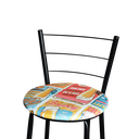 Ver imagem 2 de Jogo 4 Banquetas Baixa Para Cozinha Epoxi Preta Estofado Cerveja