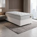 Ver imagem 2 de Cama Box Solteiro Colchão Espuma D33 Pillow Top Van Gogh 88x188x62cm Branco Hellen-Suporta até