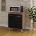 Ver imagem 1 de Balcão Multiuso Serena 75cm 2 Portas para Cozinha com Tampo Inteiro Cor:savana / Preto