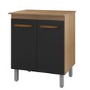 Ver imagem 2 de Balcão Multiuso Serena 75cm 2 Portas para Cozinha com Tampo Inteiro Cor:savana / Preto