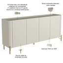 Ver imagem 2 de Buffet para Sala de Jantar 4 Portas 1 Gaveta Pés Industrial Dourado Naim I03 Luna - Lyam