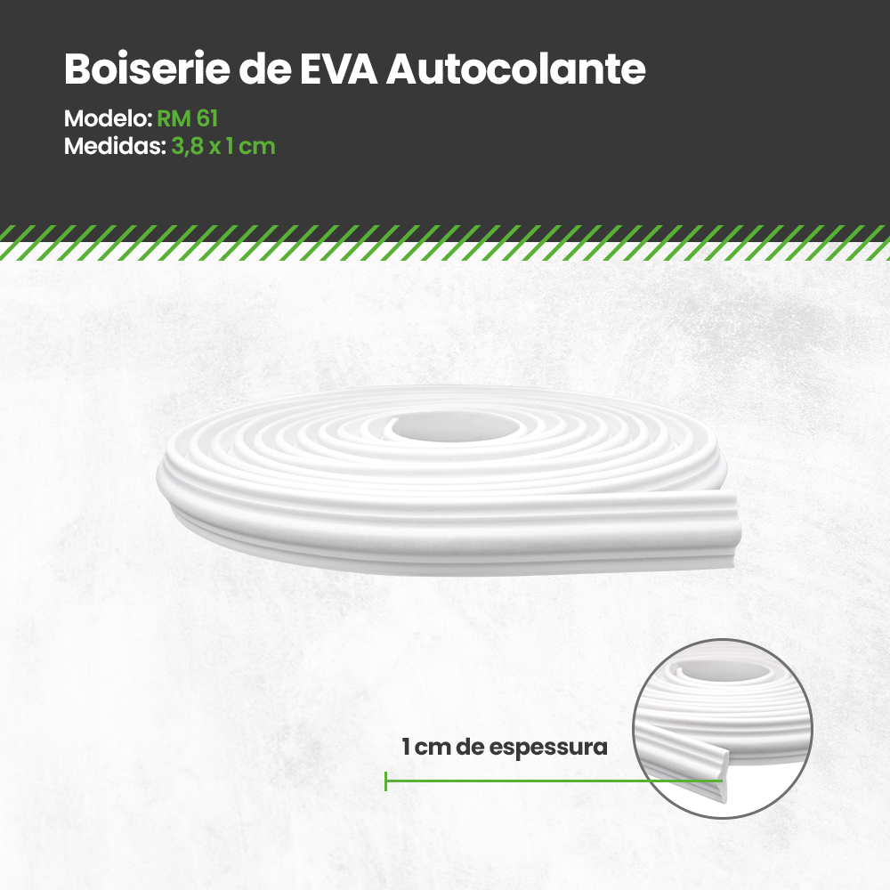 Boiserie de Eva 10m Linear Autocolante Rm61 3,8x1cm Meu Rodapé - 4
